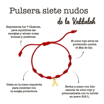 pulsera siete nudos con inicial - Imagen 1