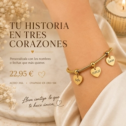 Pulsera tres corazones acero - Imagen 1