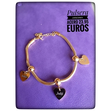 Pulsera tres corazones personalizable - Imagen 1