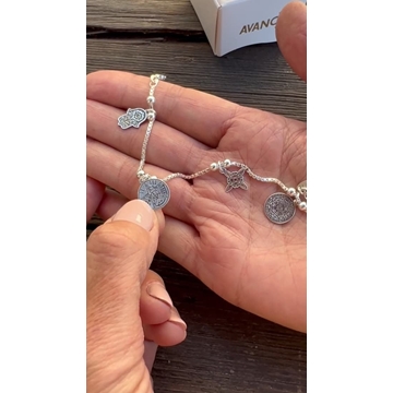 Pulsera veneciana tres amuletos Plata de ley - Imagen 1