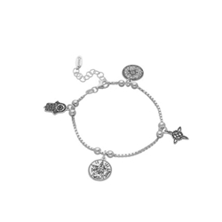 Pulsera veneciana tres amuletos Plata de ley - Imagen 2