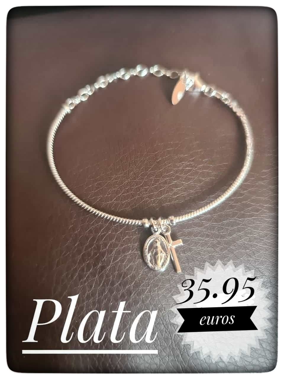 Pulsera virgen milagrosa plata de ley - Imagen 1