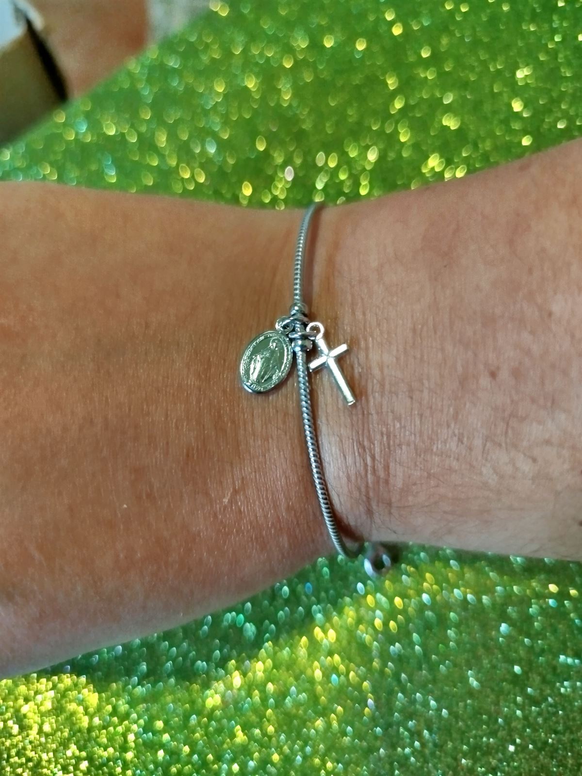 Pulsera virgen milagrosa plata de ley - Imagen 2