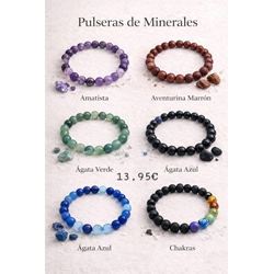 Pulseras minerales Ágata y chakras - Imagen 1