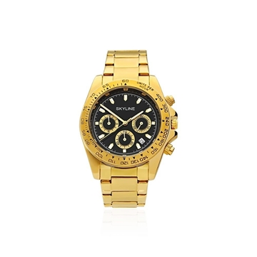 Reloj cronógráfo dorado y negro Skyline - Imagen 1