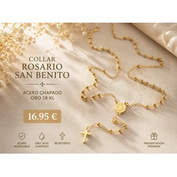 Rosario San Benito acero bañado en oro - Imagen 1