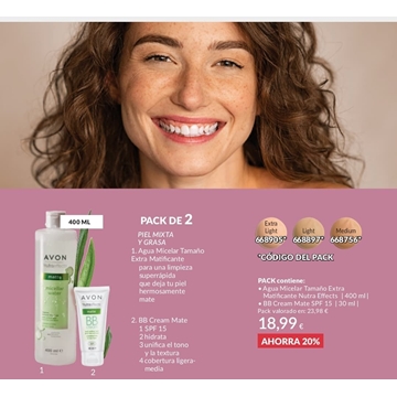 Set agua micelar facial extra y BB cream  mate avión - Imagen 1