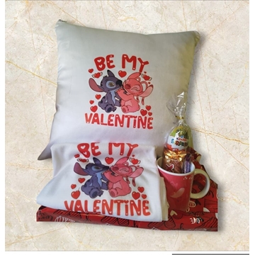 Set Cojín personalizado de Stich,taza y camiseta san Valentín - Imagen 1
