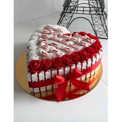 Tarta Kinder y bombones Raffaello San Valentín - Imagen 1