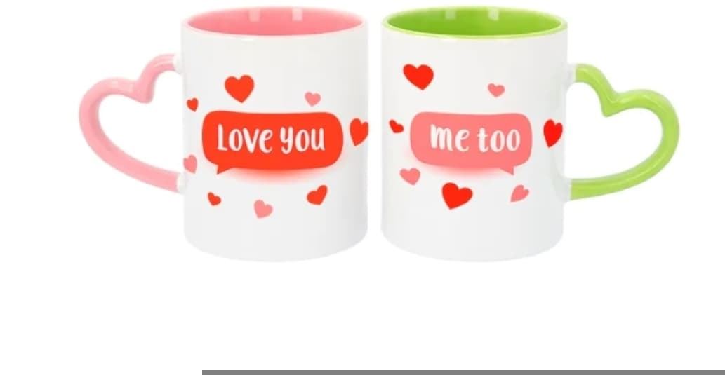 Taza asa corazón con color en el interior san Valentín - Imagen 1