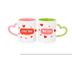 Taza asa corazón con color en el interior san Valentín - Imagen 1