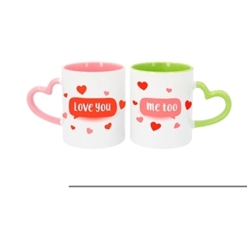 Taza asa corazón con color en el interior san Valentín - Imagen 1