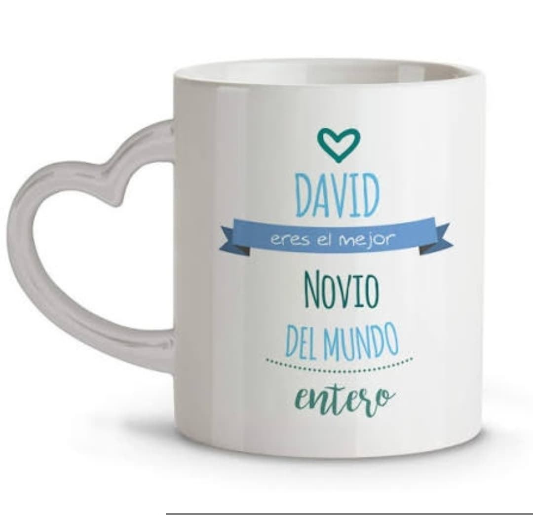 Taza  con asa corazón san Valentín "Eres el mejor novio" - Imagen 1