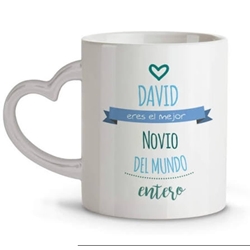 Taza  con asa corazón san Valentín "Eres el mejor novio" - Imagen 1