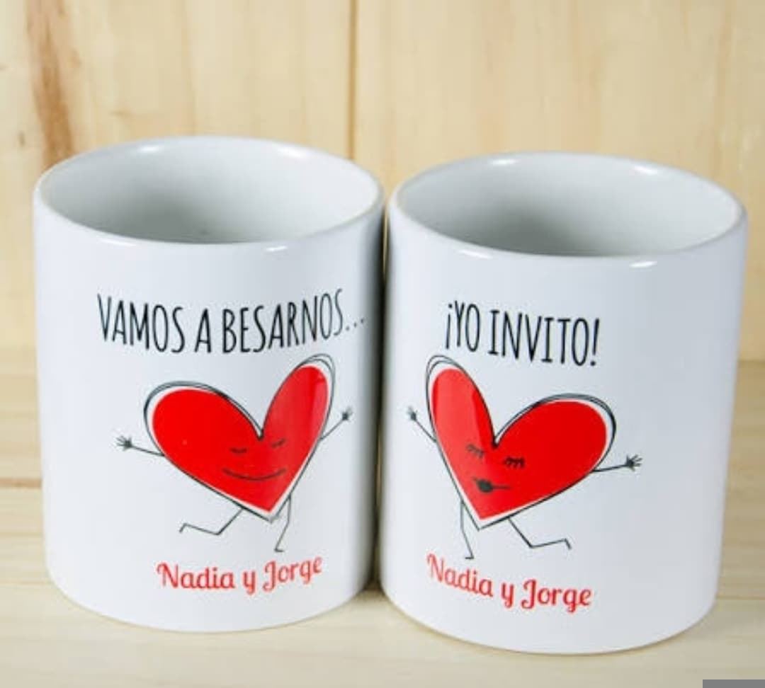 Taza personalizada san Valentín Vamos a besarnos - Imagen 1