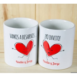 Taza personalizada san Valentín Vamos a besarnos - Imagen 1