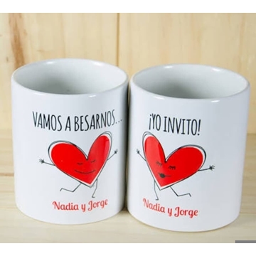 Taza personalizada san Valentín Vamos a besarnos - Imagen 1