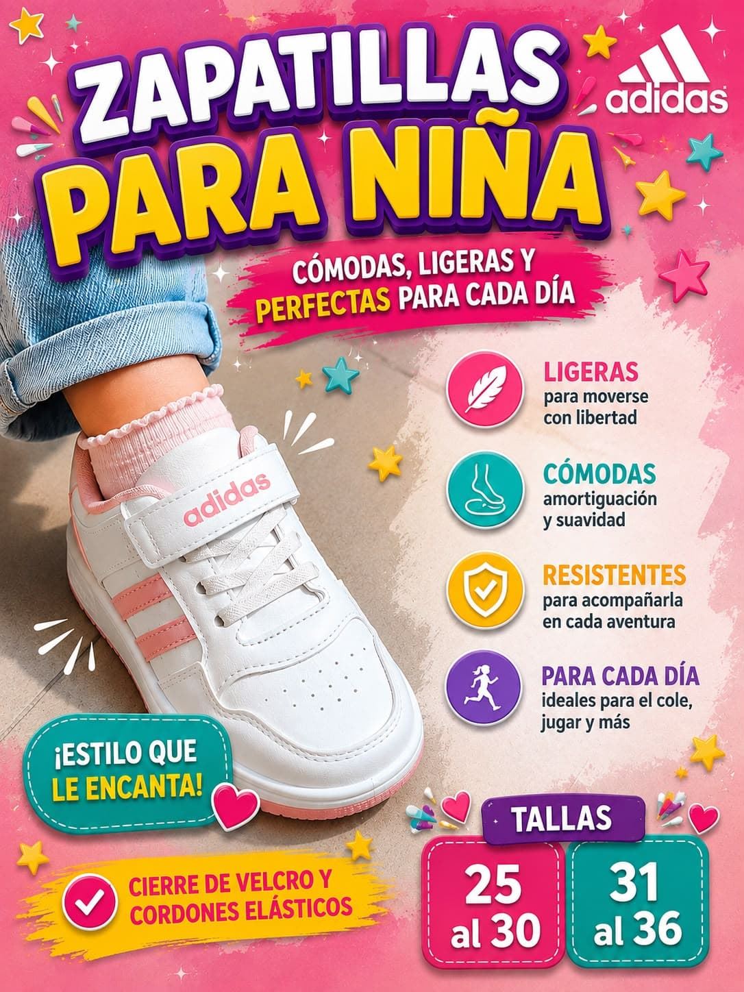 Zapatillas Adidas niños con velcro - Imagen 1