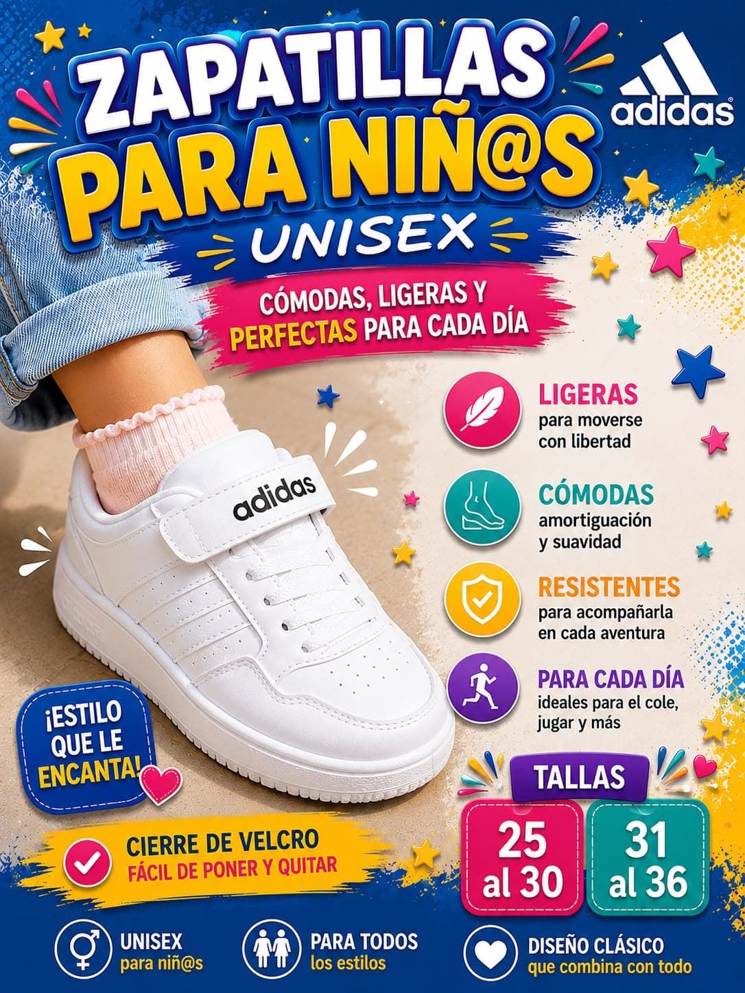 Zapatillas Adidas niños con velcro - Imagen 2