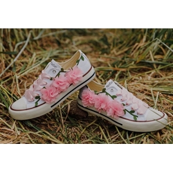 Zapatillas Converse bajas con flores para boda - Imagen 1