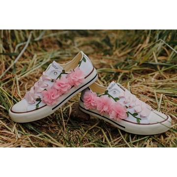 Zapatillas Converse bajas con flores para boda - Imagen 1