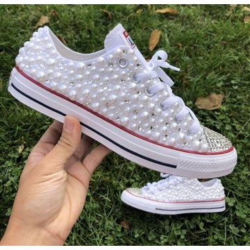 Zapatillas Converse bajas con perlas personalizadas - Imagen 2