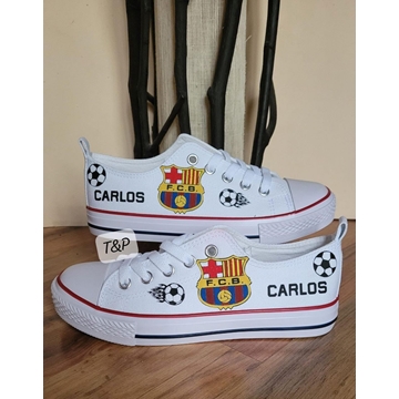 Zapatillas Converse escudo Barcelona y real Madrid personalizadas - Imagen 1