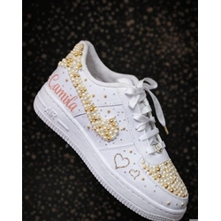 Zapatillas Nike Air force con perlas y corazones - Imagen 1
