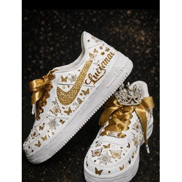 Zapatillas Nike Air Force One con perlas decoradas con mariposas - Imagen 2