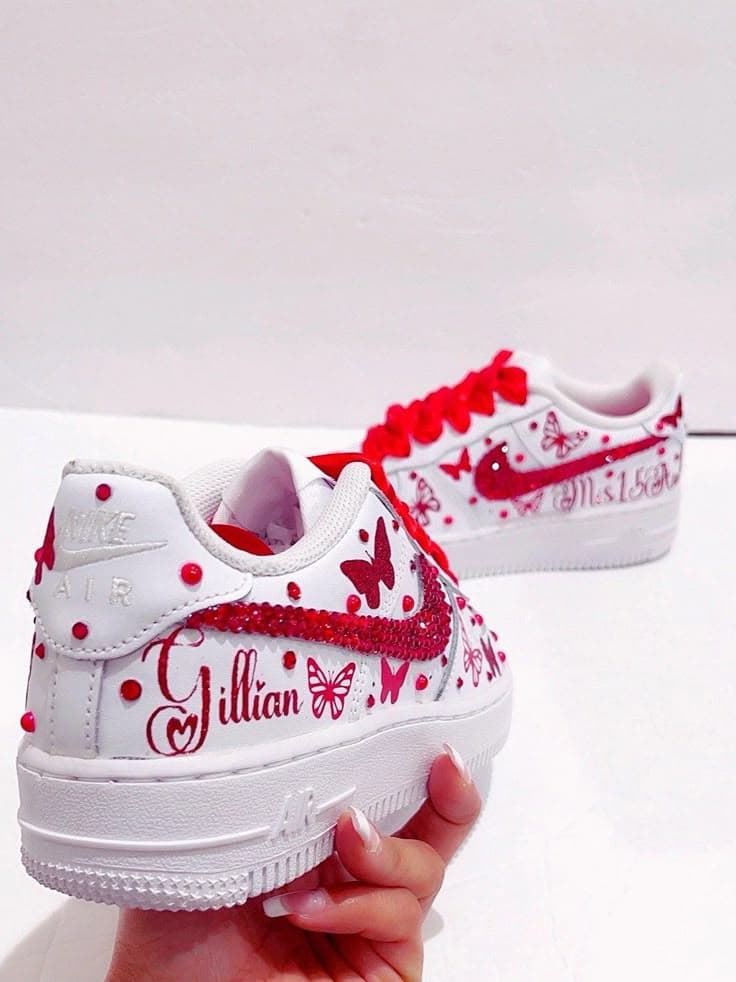 Zapatillas Nike Air force one con perlas y mariposas - Imagen 4