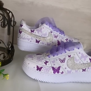 Zapatillas Nike  Air Force  One Mariposas y perlas - Imagen 1