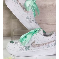 Zapatillas Nike  Air Force  One Mariposas y perlas - Imagen 2