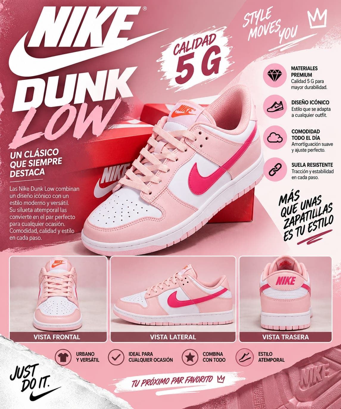 Zapatillas Nike Dunk triple Pink - Imagen 1